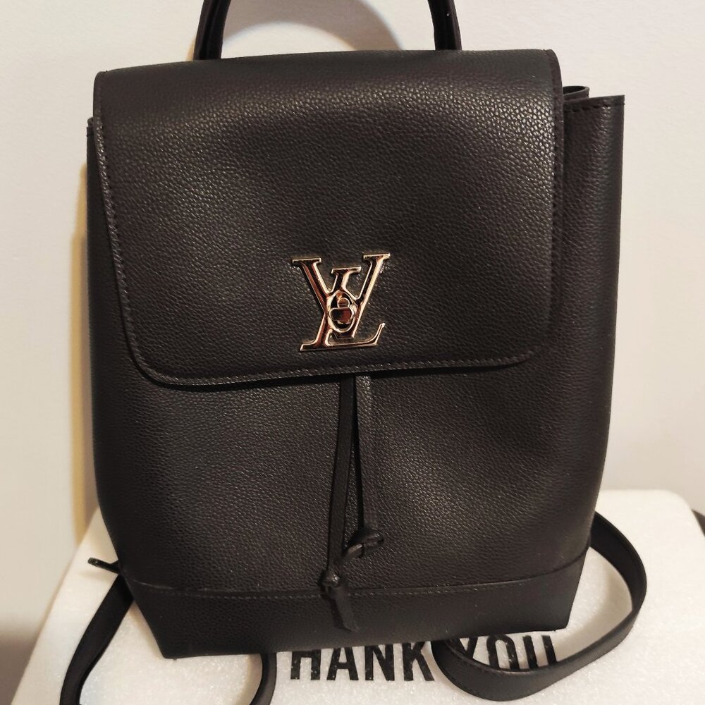 Black leather backpack